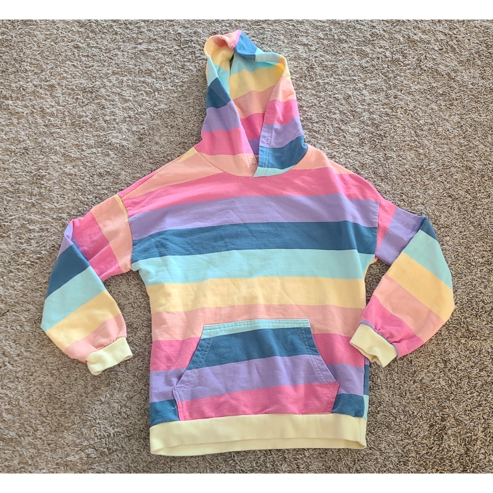 Girls Colorful Striped Hoodie